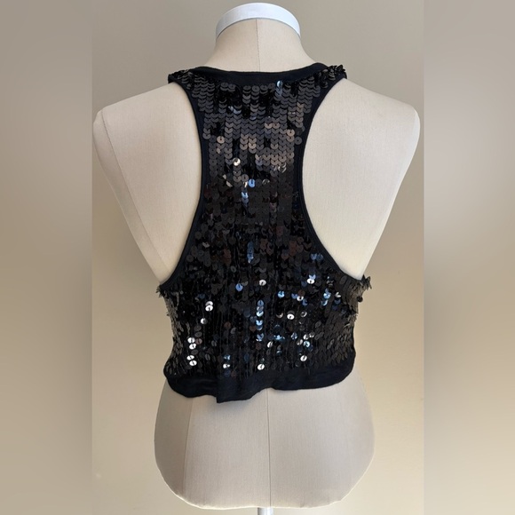 Urban Behavior Black Sequin Shimmer racerback Crop Tank Top women's size XS - Picture 4 of 7